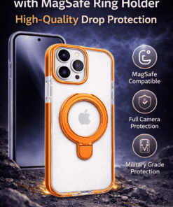 clear magsafe kickstand iphone 13 promax orange