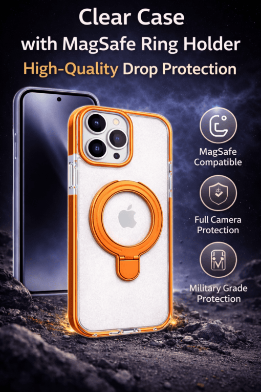 clear magsafe kickstand iphone 13 promax orange