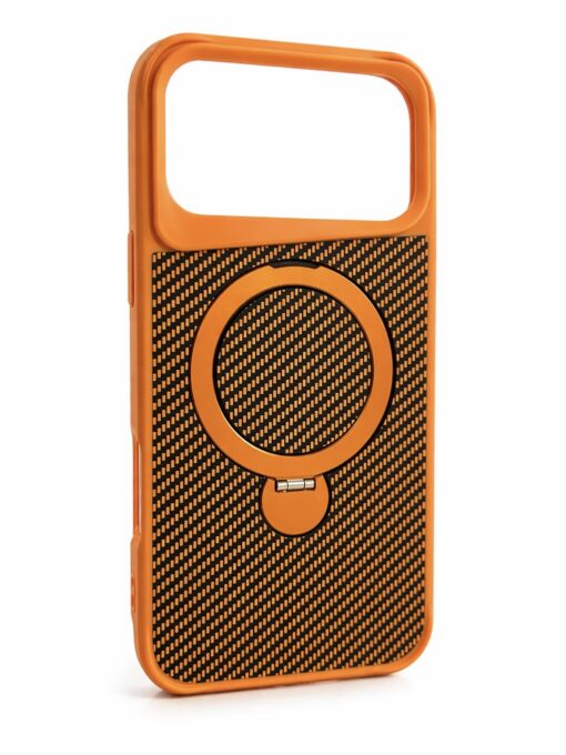 ultra strong carbon fiber magsafe kickstand case 17 promax (orange))