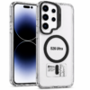 Heavy Duty Protection,MagSafe & Stylish Camera Kickstand Clear Phone Case For Samsung Galaxy S25 Ultra (Black) vw2601