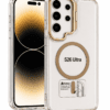 Heavy Duty Protection,MagSafe & Stylish Camera Kickstand Clear Phone Case For Samsung Galaxy S25 Ultra (Rose Gold) vw2603